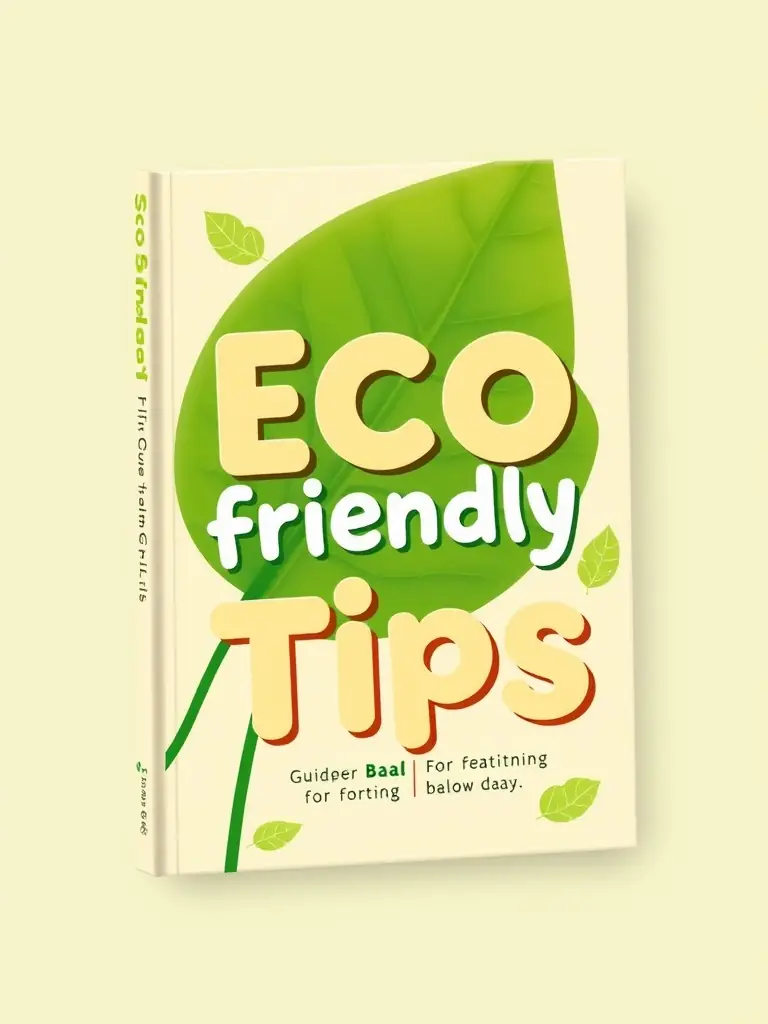 A guidebook cover with eco-friendly tips and a green leaf design.