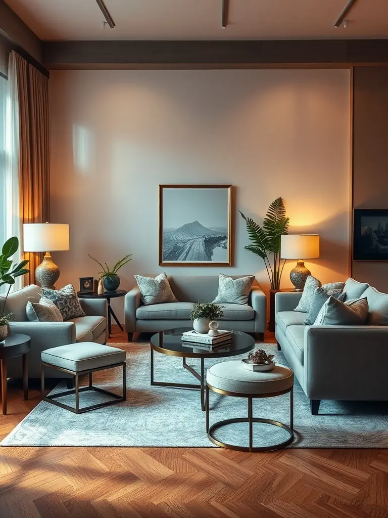 A professionally styled living room showcasing harmonious decor.