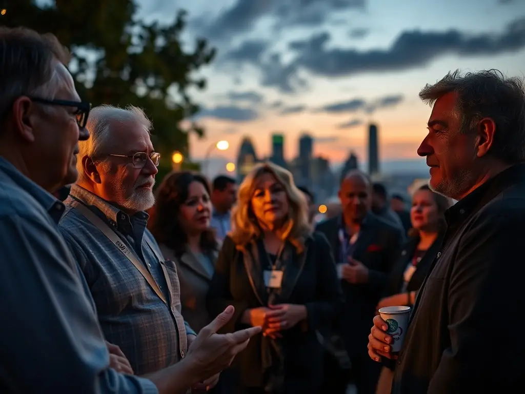 Local leaders and citizens interacting at a community event.