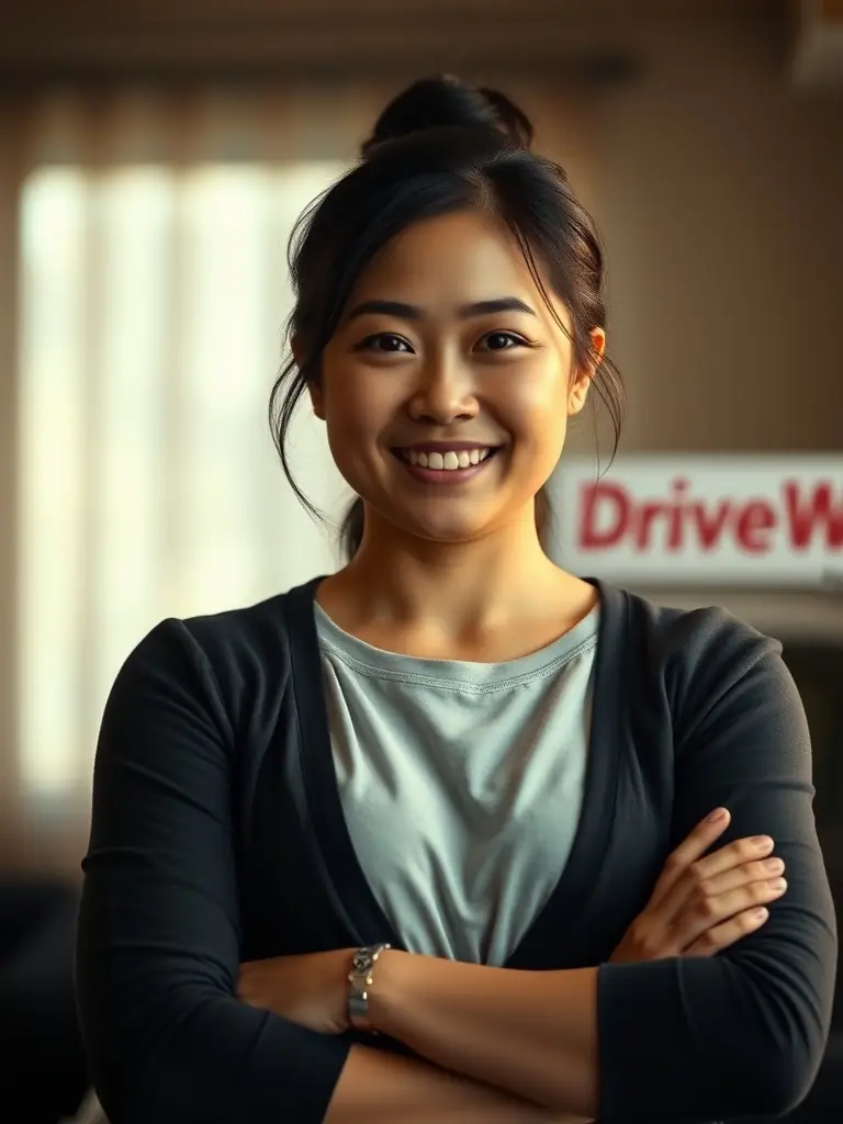 Certified driving instructor Sarah Lee with a welcoming expression.