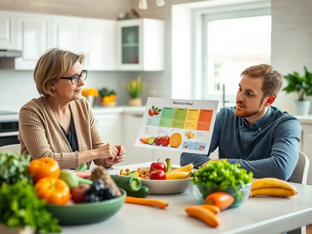 A nutritionist consulting with a client over a healthy meal plan.