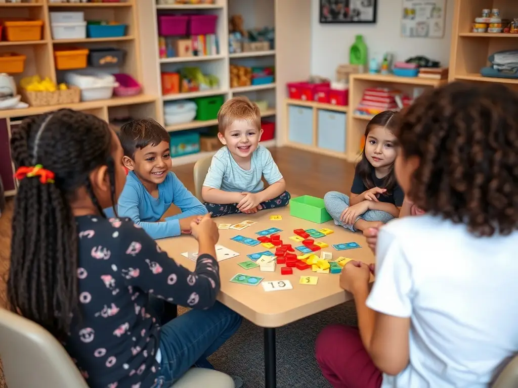 Children participating in a fun group therapy session focused on social communication.