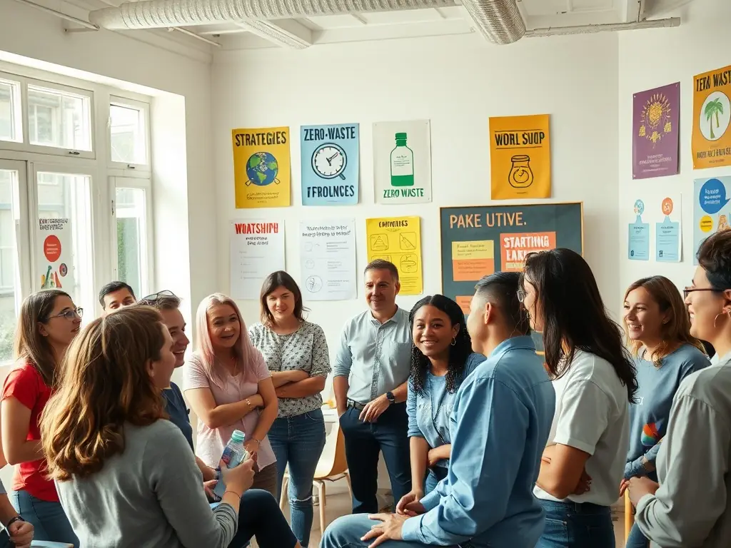 Participants engaging in a zero-waste lifestyle workshop.