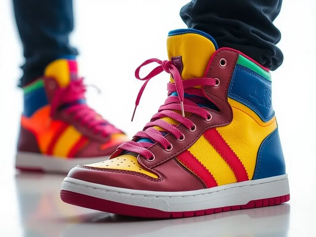 Vibrant high-top sneakers perfect for a bold fashion statement.