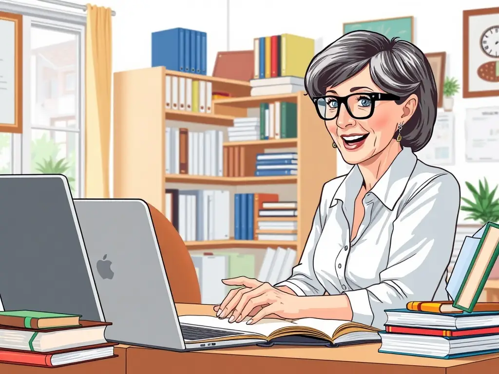 An experienced educator conducting a virtual lesson, emphasizing personalized learning.