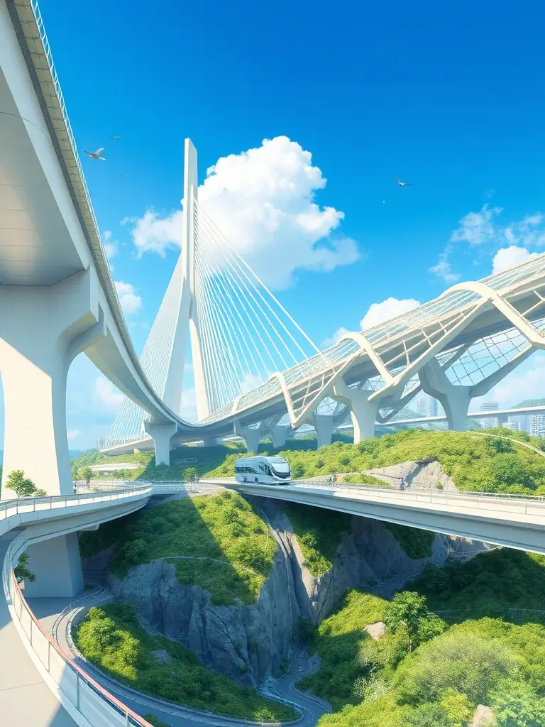 Digital artwork of a modern infrastructure project.