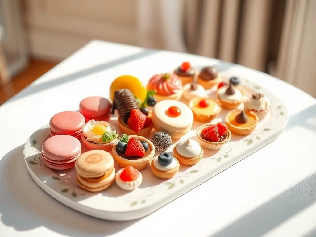 A vibrant dessert platter with gourmet sweets elegantly presented at Serenity Haven.