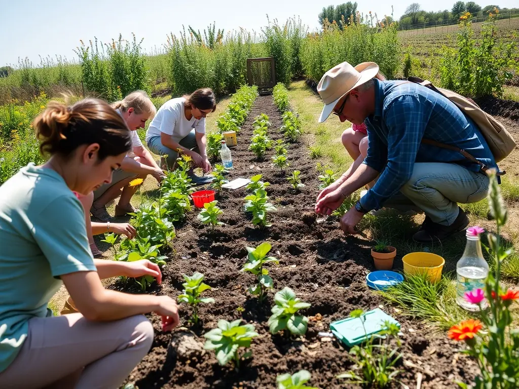 Participants learning organic gardening techniques during a workshop at AgriLearn.