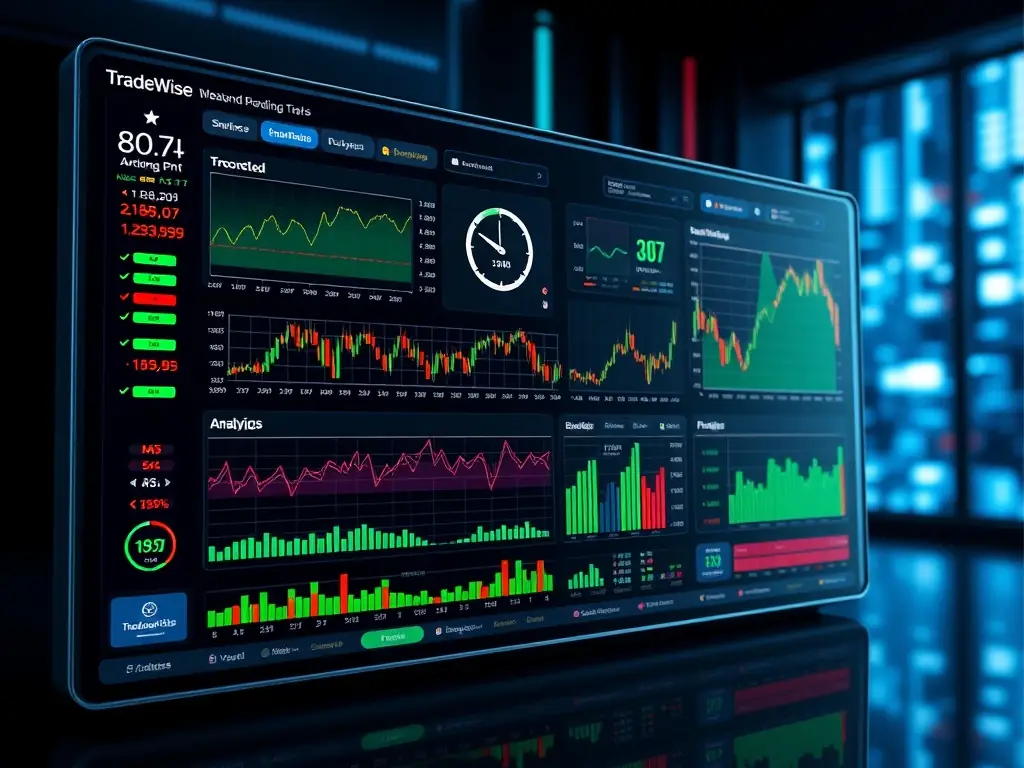 A digital dashboard displaying real-time stock market data and analytics.
