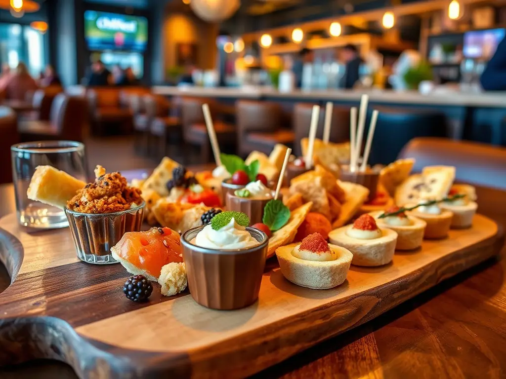 Artfully arranged gourmet snacks on a wooden platter at ChillNest.