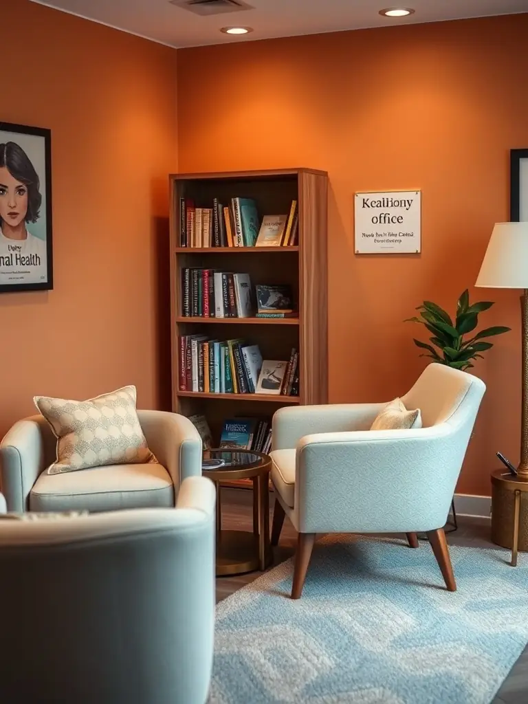 A comfortable therapist's office symbolizing professional support.