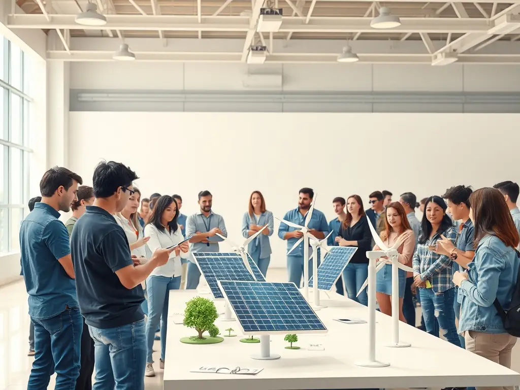 Participants learning about renewable energy solutions in a workshop.