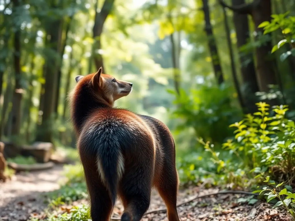 A rehabilitated animal being released into its natural habitat.