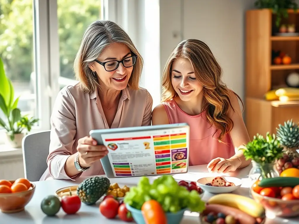 A wellness consultant guiding a client through a personalized nutrition plan.