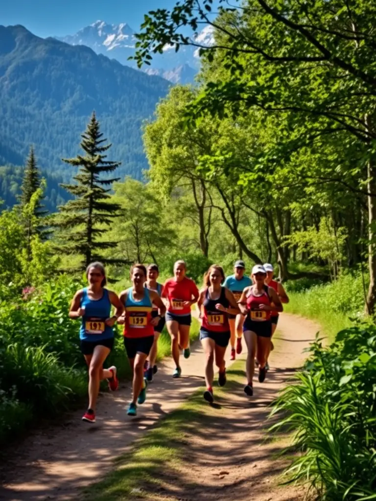 A group of runners on a scenic trail, highlighting endurance training.