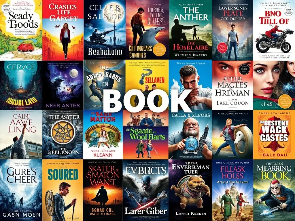 A graphic showcasing a variety of book covers arranged by genre.