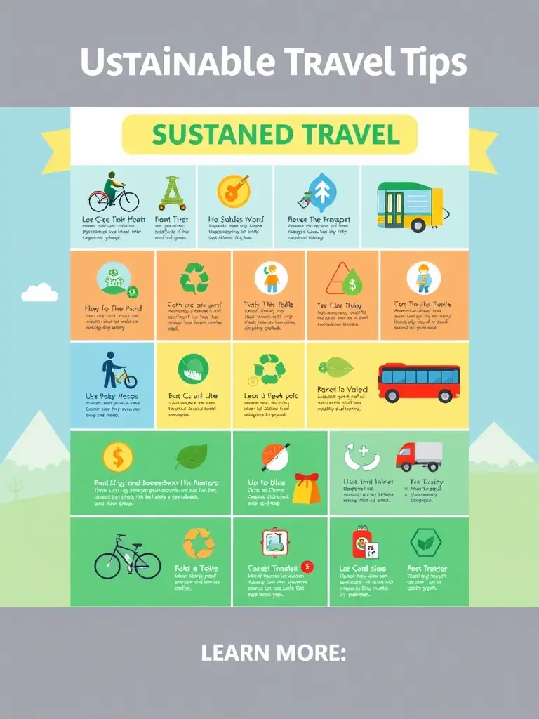 A vibrant infographic on sustainable travel tips.