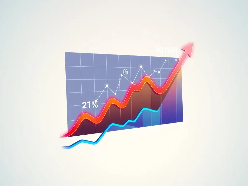 A graph showing upward trends in digital marketing metrics.