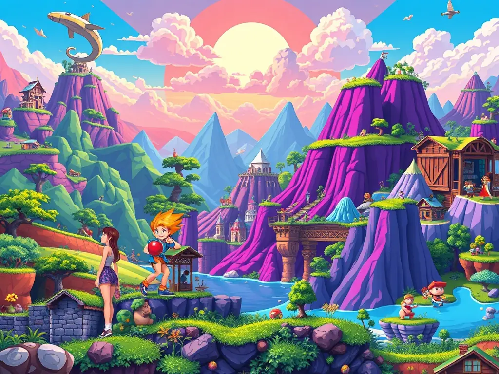 A collage illustrating the evolution of video game graphics from pixel art to photorealistic images.