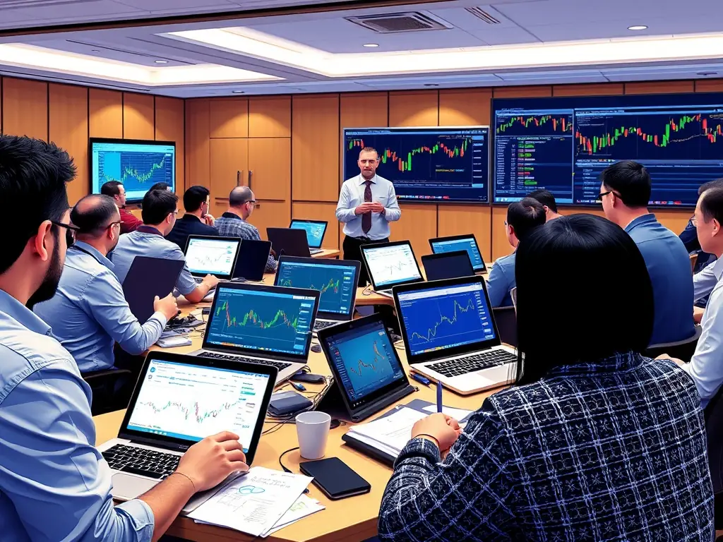 Participants learning about cryptocurrency trading strategies in a workshop.