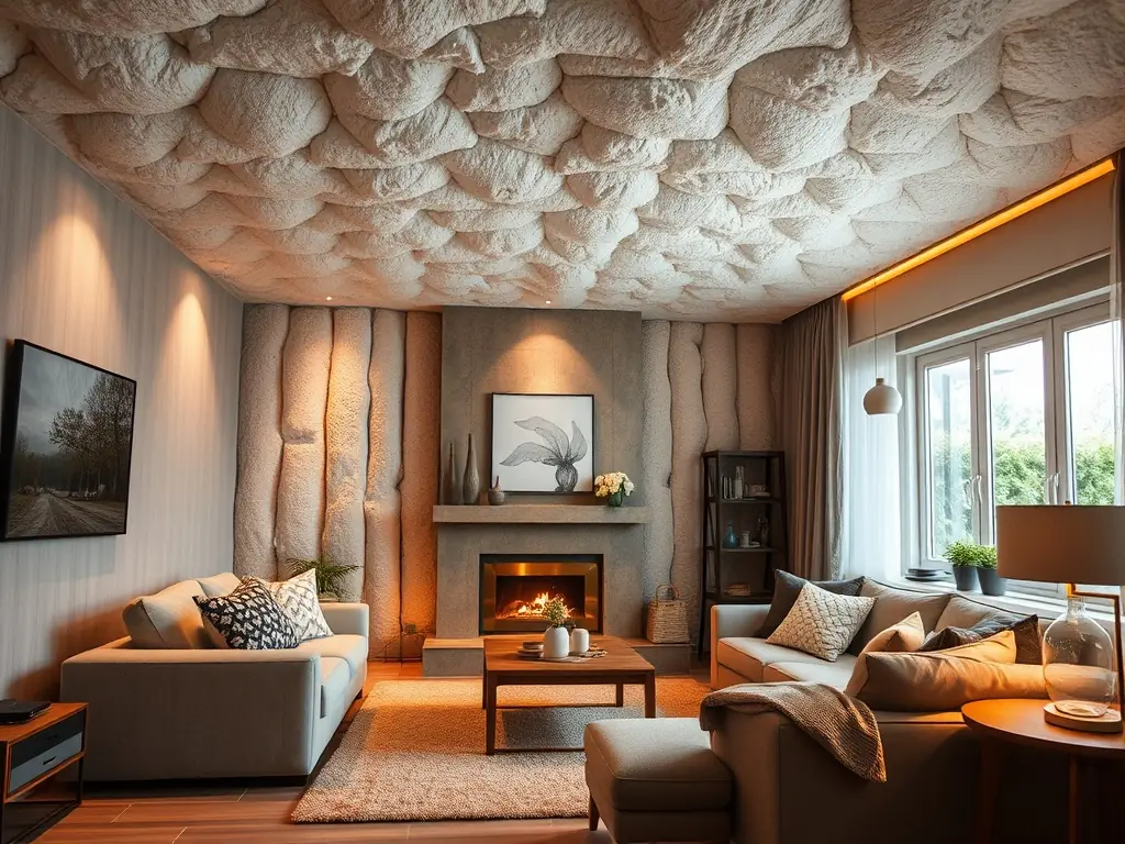 A cozy living room showcasing thermal insulation and a warm atmosphere.