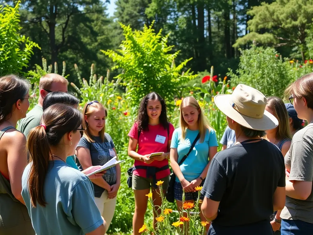 A group of people attending an outdoor wildlife conservation workshop led by Wildlife Guardians.