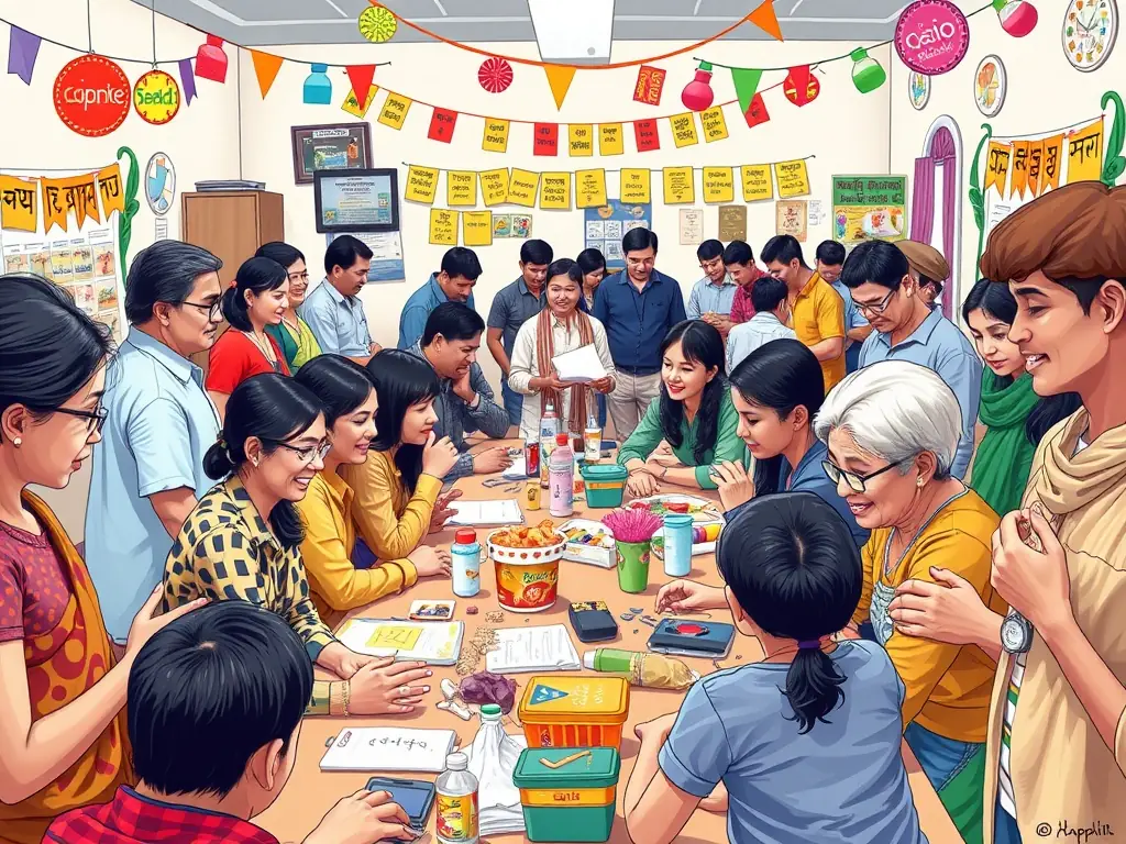 Members enjoying a vibrant community workshop filled with activities and discussions.