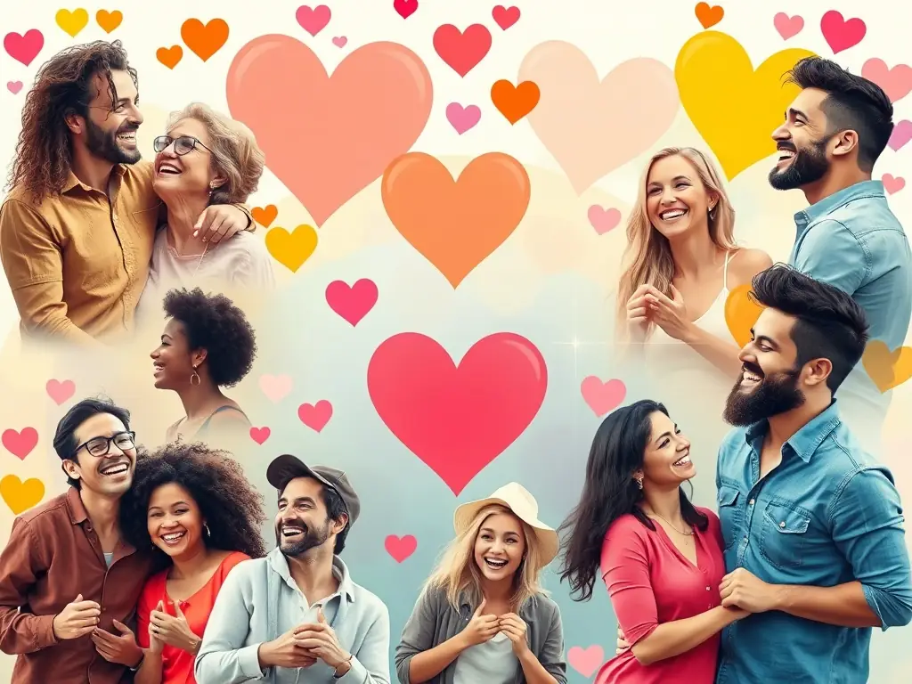 A vibrant collage of happy couples showcasing diverse love stories.