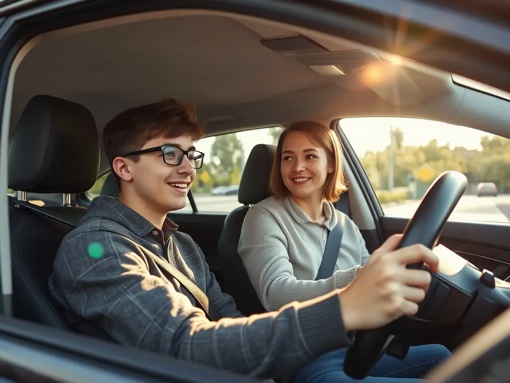 A young adult receiving driving instruction from an instructor.