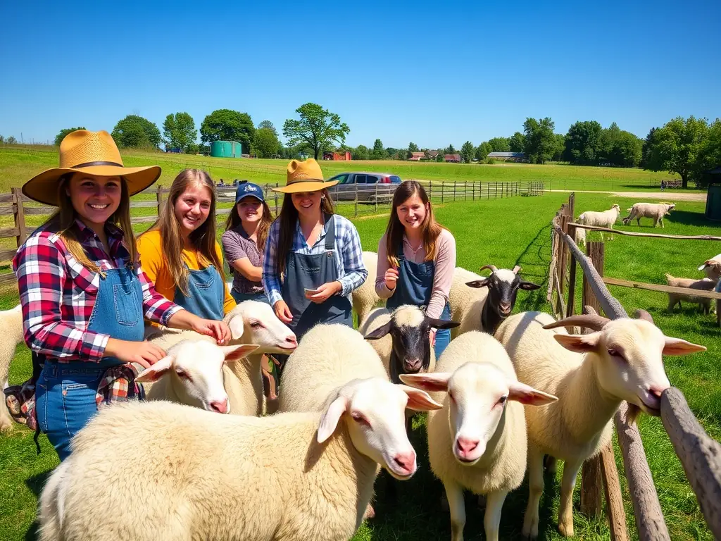Students managing livestock in a hands-on workshop at AgriLearn.