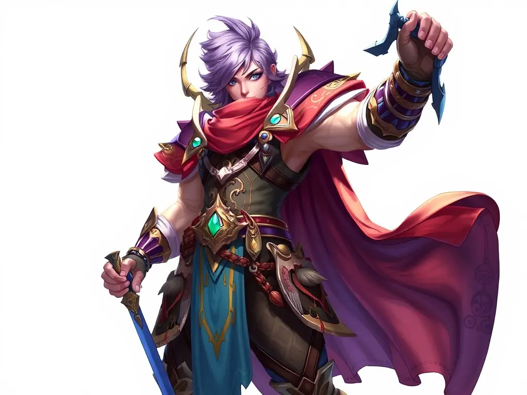 A digital illustration of a fantasy game character concept art.