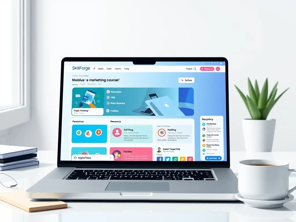 An online course interface showing SkillForge's digital marketing course.