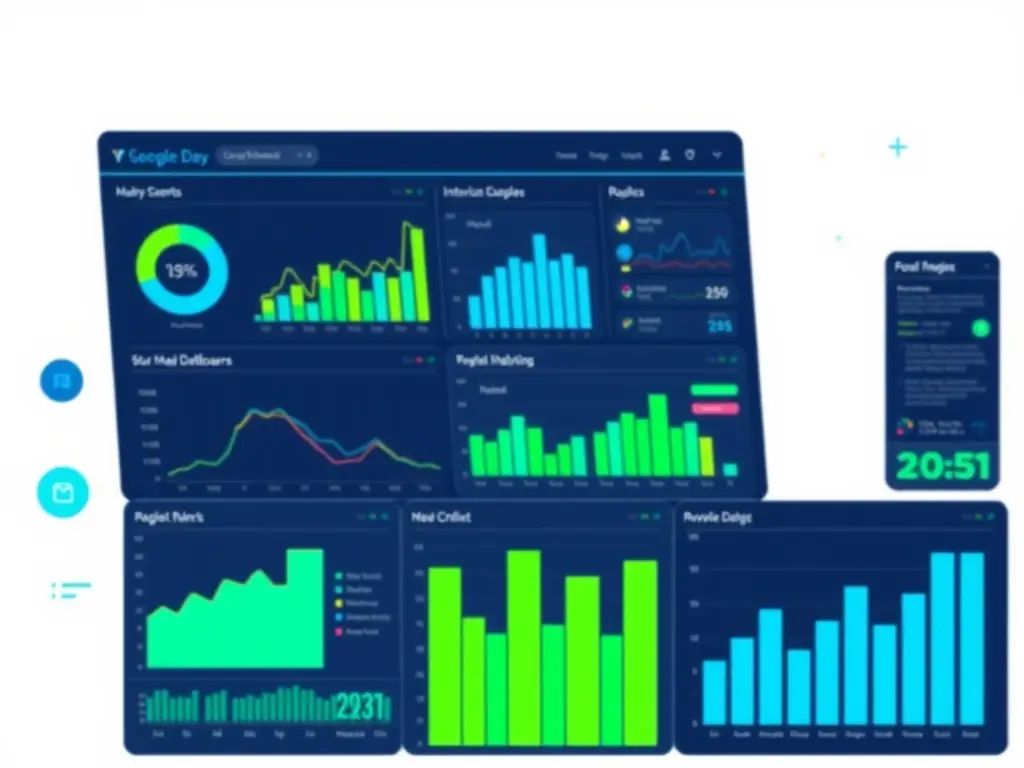 An image of a data analytics dashboard displaying various metrics and KPIs.