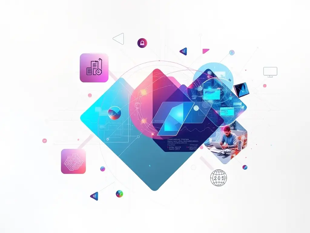 An abstract representation of the transformative impact of technology in business.