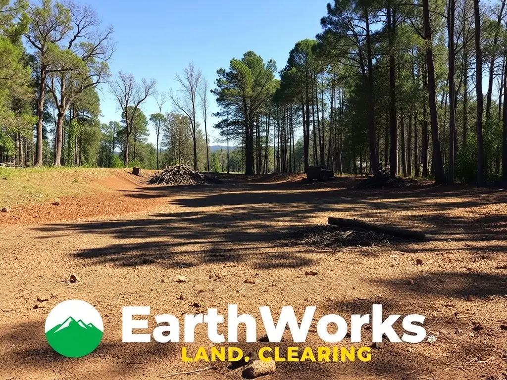 A cleared land area demonstrating EarthWorks' land clearing capabilities.