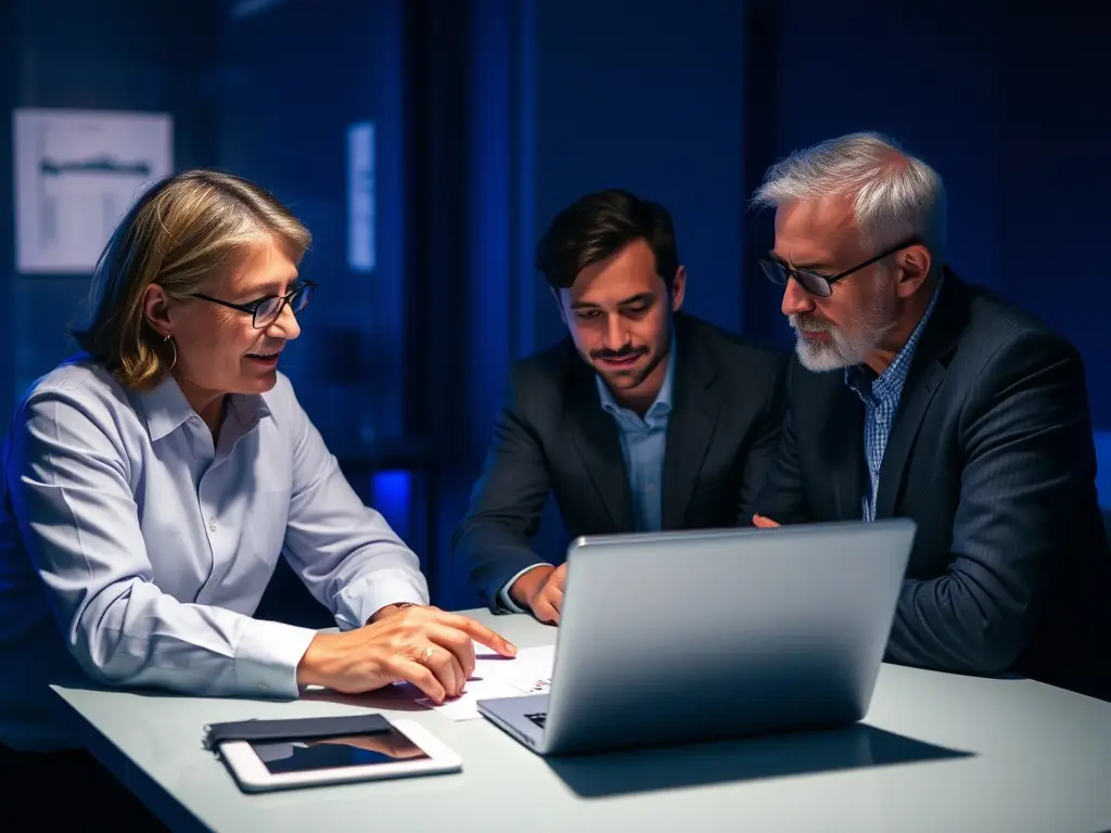 A financial advisor reviewing investment options with clients.